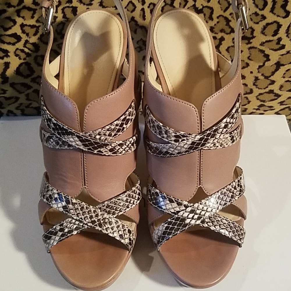Calvin Klein Taupe & Python Platform Heels - image 2
